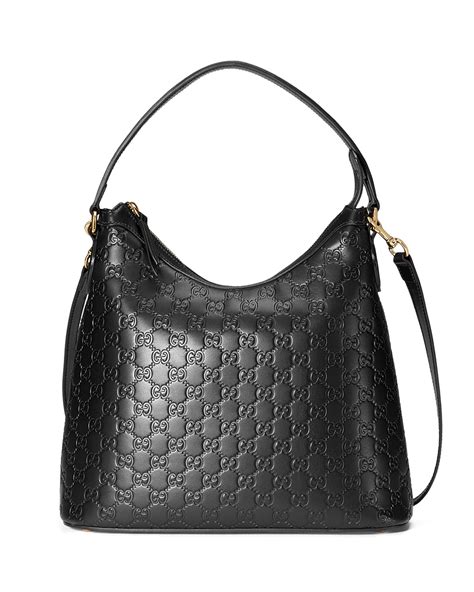 gucci signature hobo bag black leather|Gucci bamboo hobo bag.